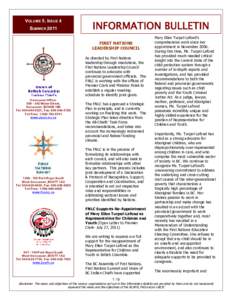 VOLUME 5, ISSUE 4 7l.com SUMMER 2011 INFORMATION BULLETIN FIRST NATIONS