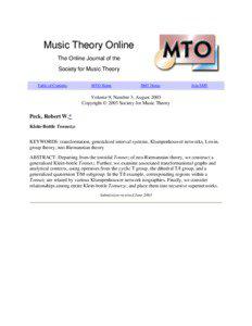 Music Theory Online The Online Journal of the Society for Music Theory