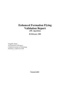 Enhanced Formation Flying Validation Report (JPL Algorithm) 28 February[removed]Joseph R. Guinn