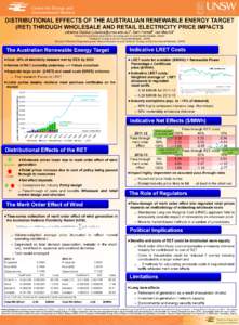 Centre for Energy and Environmental Markets DISTRIBUTIONAL EFFECTS OF THE AUSTRALIAN RENEWABLE ENERGY TARGET (RET) THROUGH WHOLESALE AND RETAIL ELECTRICITY PRICE IMPACTS a