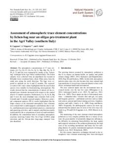 Nat. Hazards Earth Syst. Sci., 15, 325–333, 2015 www.nat-hazards-earth-syst-sci.netdoi:nhess © Author(sCC Attribution 3.0 License.  Assessment of atmospheric trace element con