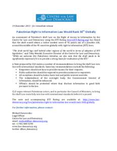   19	
  December	
  2013	
  –	
  for	
  immediate	
  release	
   	
    