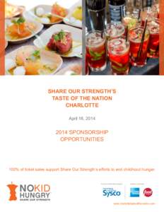 SHARE OUR STRENGTH’S TASTE OF THE NATION CHARLOTTE April 16, [removed]SPONSORSHIP