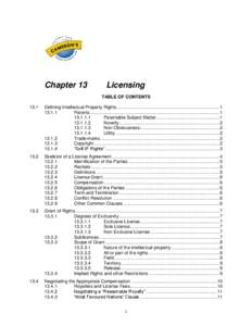 Chapter 13  Licensing TABLE OF CONTENTS  13.1