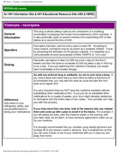 HIVInfo.us - Viramune - nevirapine Information