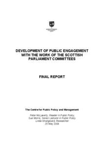 DEVELOPMENT OF PUBLIC ENGAGEMENT WITH THE WORK OF THE SCOTTISH PARLIAMENT COMMITTEES FINAL REPORT