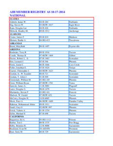 AIH MEMBER REGISTRY AS[removed]NATIONAL ALASKA Aldrich, James W. Eng, Steven W. Kane, Douglas Lee