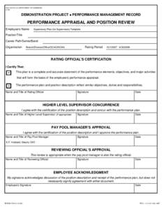 Form CD-541U.S. DEPARTMENT OF COMMERCE[removed]DEMONSTRATION PROJECT  PERFORMANCE MANAGEMENT RECORD  PERFORMANCE APPRAISAL AND POSITION REVIEW