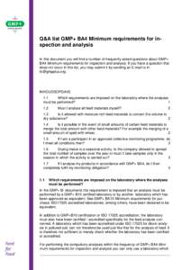 Q&A list GMP+ BA4 Minimum requirements for in-spection and analysis