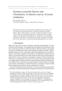 German economic history and Cliometrics: A selective survey of recent tendencies