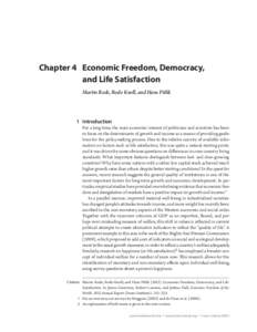 Chapter 4	 Economic Freedom, Democracy, and Life Satisfaction Martin Rode, Bodo Knoll, and Hans Pitlik 