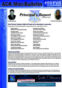 Principal’s Report September 25, 2014 St Marcellin Champagnat Mr Michael Kenny