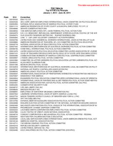 This table was published on[removed]PAC Table 4a Top 50 PACs by Receipts January 1, [removed]June 30, 2014 Rank 1