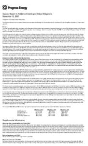 Special Report to Holders of Contingent Value Obligations November 12, 2007 To Holders of Contingent Value Obligations: This is a special report for the synthetic fuels plants owned by Solid Energy LLC, Ceredo Synfuel LL