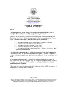STATE OF HAWAII OFFICE OF ELECTIONS 802 LEHUA AVENUE PEARL CITY, HAWAII[removed]www.hawaii.gov/elections