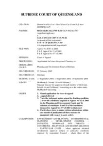 SUPREME COURT OF QUEENSLAND CITATION: Hammercall Pty Ltd v Gold Coast City Council & AnorQCA 29