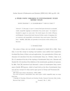 Jordan Journal of Mathematics and Statistics (JJMS) 6(2), 2013, ppA FIXED POINT THEOREM IN INTUITIONISTIC FUZZY METRIC SPACE SUNNY CHAUHAN