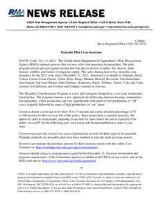 NEWS RELEASE USDA Risk Management Agency ● Davis Regional Office ● 430 G Street, Suite 4168 Davis, CA[removed] ● ([removed] ● [removed] ● http://www.rma.usda.gov/go/roca Contact: Davis Regional O