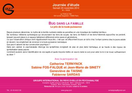 Journée d’étude Samedi 29 novembre 2014 9h – 16h30 au FORUM[removed]rue de Vaugirard – 75006 Paris