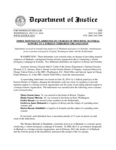 ______________________________________________________________________________ FOR IMMEDIATE RELEASE NSD WEDNESDAY, JULY 23, [removed]2007 WWW.JUSTICE.GOV