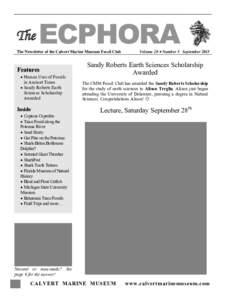 The  ECPHORA The Newsletter of the Calvert Marine Museum Fossil Club