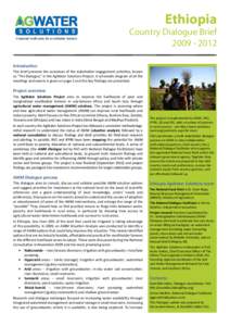 Ethiopia  Country Dialogue Brief[removed]Introduction This brief presents the outcomes of the stakeholder engagement activities, known