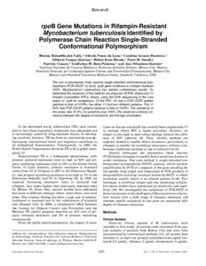 Research  rpoB Gene Mutations in Rifampin-Resistant Mycobacterium tuberculosis Identified by Polymerase Chain Reaction Single-Stranded Conformational Polymorphism