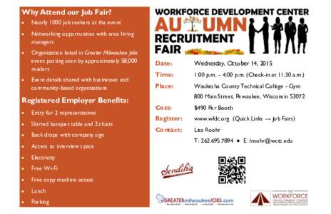 Why Attend our Job Fair?  Nearly 1000 job seekers at the event  Networking opportunities with area hiring managers