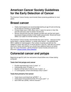 American Cancer Society Guidelines for the Early Detection of Cancer