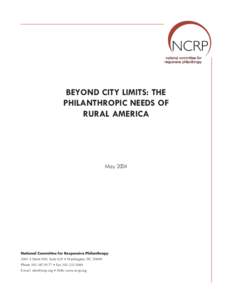 BEYOND CITY LIMITS: THE PHILANTHROPIC NEEDS OF RURAL AMERICA May 2004