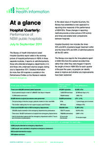 At a glance Hospital Quarterly: Performance of NSW public hospitals July to September 2011