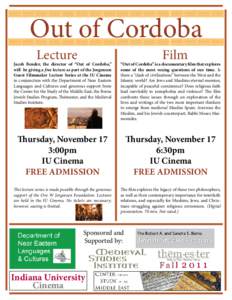 Out of Cordoba Lecture Film  Jacob Bender, the director of “Out of Cordoba,”