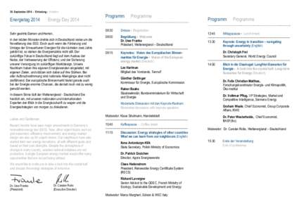 30. SeptemberEinladung  Invitation  Energietag 2014 Energy Day 2014