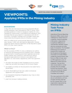 AUGUST[removed]VIEWPOINTS: IDENTIFYING LEVIES IN THE MINING INDUSTRY