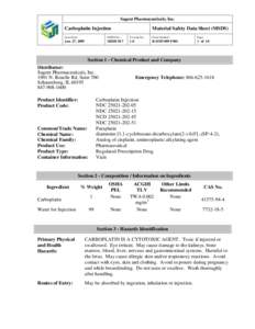 Sagent Pharmaceuticals, Inc.  Carboplatin Injection Material Safety Data Sheet (MSDS)