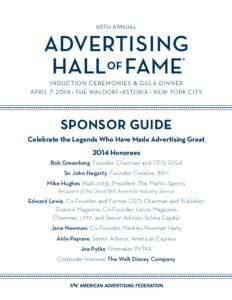 65th annual  Advertising Hallof Fame ®