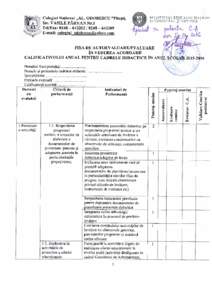 Colegiul Naţional „AL. ODOBESCU ”Piteşti, Str. VASILE PÂRVAN Nr.1 Tel/Fax: 0248 –  – E-mail:  la nivelul unităţii.