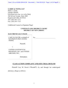 Case 2:15-cvSDW-SCM Document 1 FiledPage 1 of 16 PageID: 1  GARDY & NOTIS, LLP Mark C. Gardy Jennifer Sarnelli Orin Kurtz (pro hac vice to be filed)