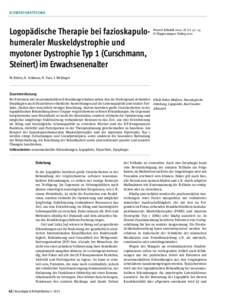 Schwerpunktthema  Logopädische Therapie bei fazioskapu­lo­humeraler Muskeldystrophie und myotoner Dystrophie Typ 1 (Curschmann, Steinert) im Erwachsenenalter