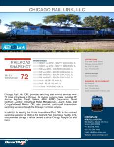 CHICAGO RAIL LINK, LLC  RAILROAD SNAPSHOT MILES OPERATED