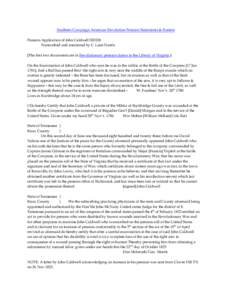 Southern Campaign American Revolution Pension Statements & Rosters Pension Application of John Caldwell S20328 Transcribed and annotated by C. Leon Harris [The first two documents are in Revolutionary pension claims in t