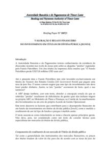 Autoridade Bancária e de Pagamentos de Timor-Leste Banking and Payments Authority of Timor-Leste Ava Bispo Medeiros, PO Box 59, Dili, Timor-Leste Tel. № ([removed], Fax. № ([removed]Briefing Paper Nº 20