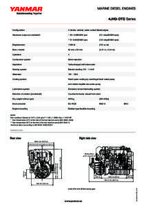 MARINE DIESEL ENGINES  4JH3-DTE Configuration  4-stroke, vertical, water cooled diesel engine