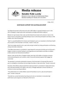 Microsoft Word - Senator Kate Lundy - Media Release.docx