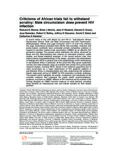Criticisms of African trials fail to withstand scrutiny: Male circumcision does prevent HIV infection