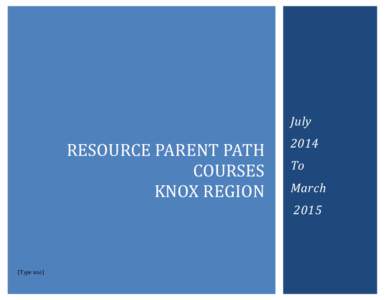 Resource Parent Training for Trainers or STAFF Courses