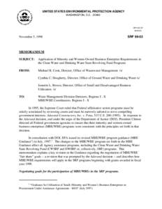 Michael B. Cook, Director, Office of Wastewater Management, Cynthia C. Dougherty, Director, Office of Ground Water and Drinking Water, and Jeanette L. Brown, Director, Office of Small and Disadvantaged Business Utilizati