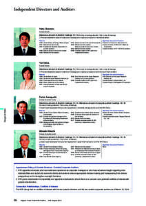 Independent Directors and Auditors  Yukio Okamoto Outside Director  Attendance at board of directors’ meetings: Number of meetings attended / Total number of meetings)