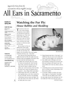 Quarterly News from the Sacramento House Rabbit Society All Ears in Sacramento Number 27 Spring 2005