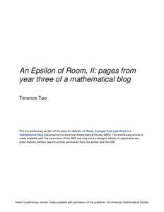 An Epsilon of Room, II: pages from year three of a mathematical blog Terence Tao